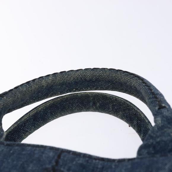 PRADA Canapa PM Hand Bag Denim Blue Gold Auth yk19179 - Picture 8 of 16